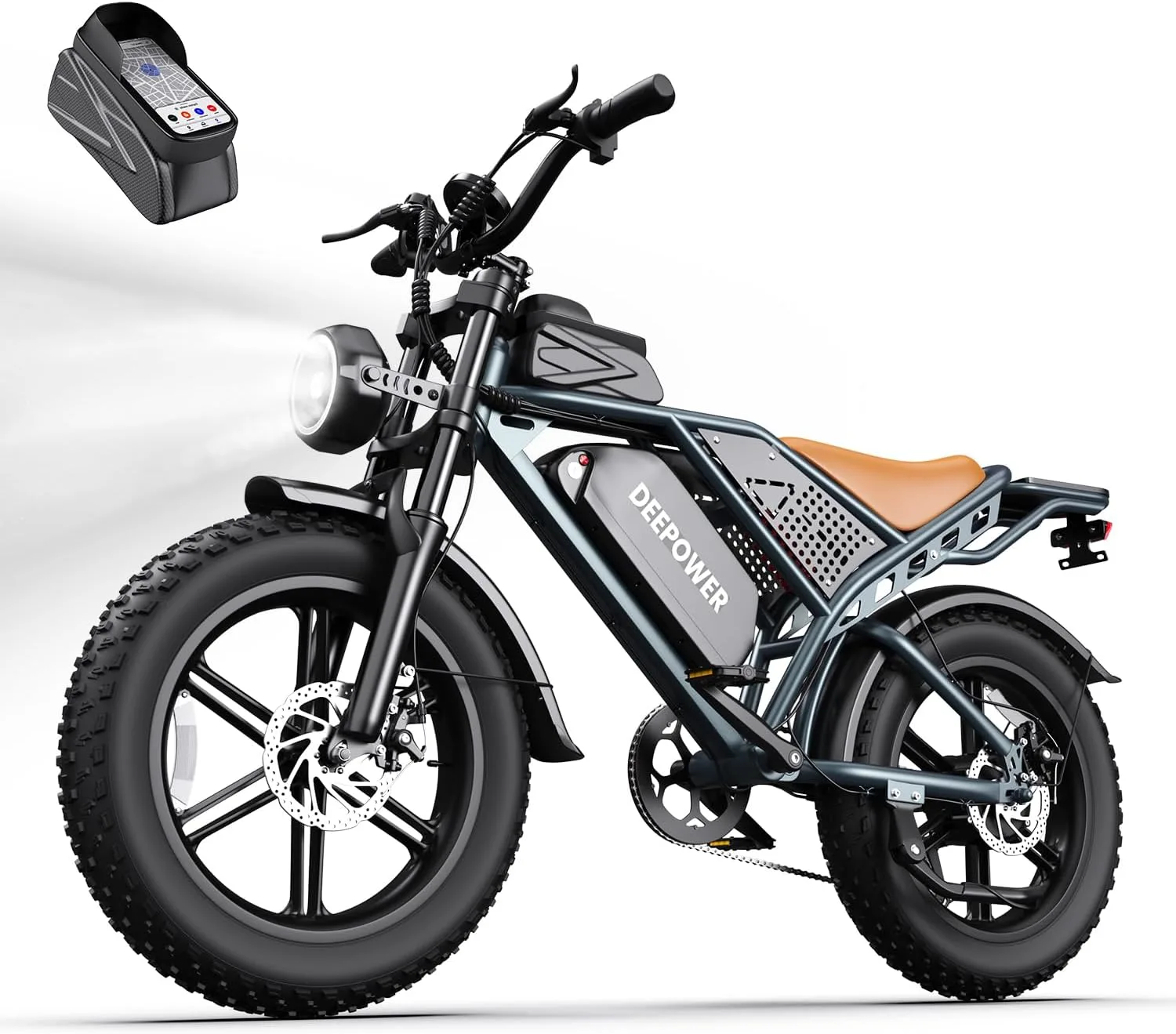 DEEPOWER QS7 Electric Bike, 2000W Peak, 20" Fat Tire, 7-Speed