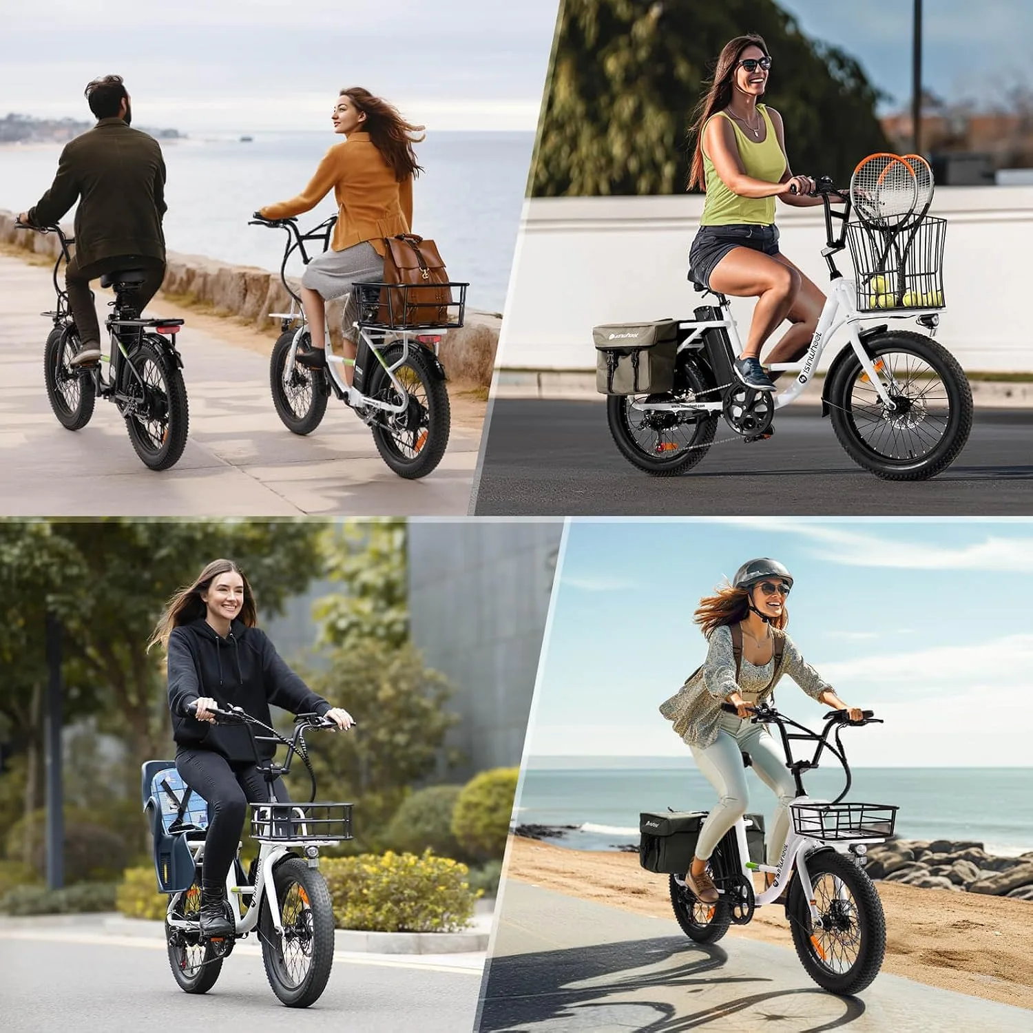 isinwheel U7 Cargo Ebike, Dual Cargo Rack, Step-Thru