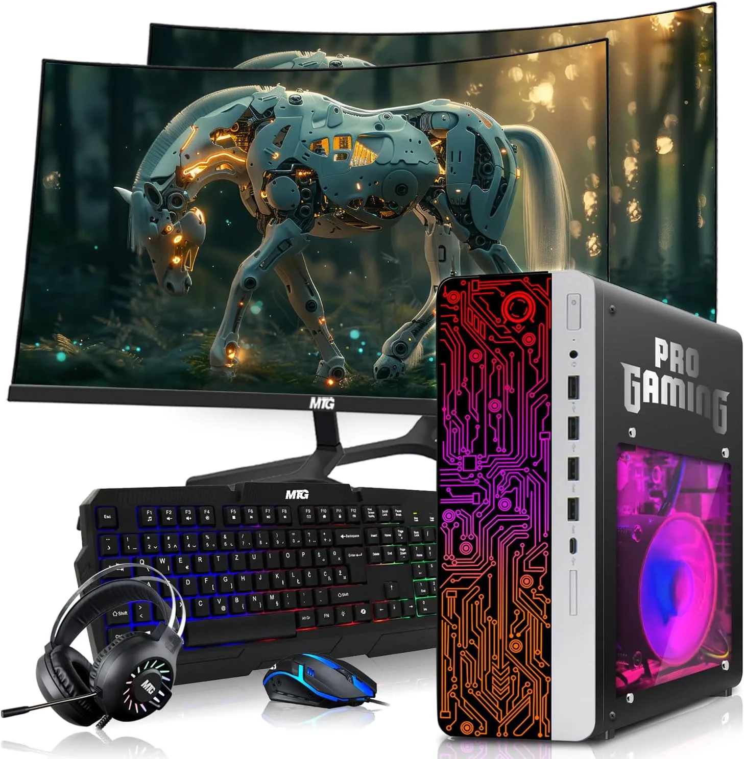 HP G4 Gaming Desktop PC + 2 monitores 24" (Reacondicionado)